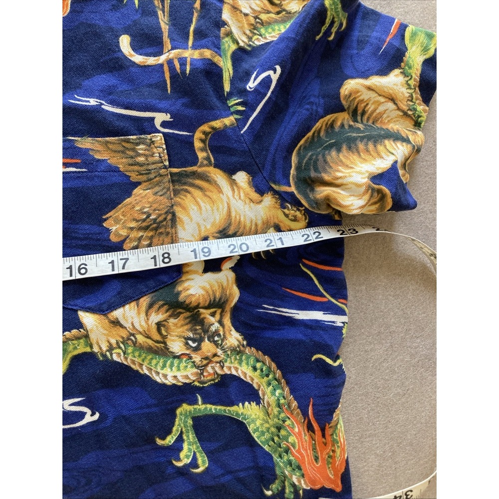 Polo Ralph Lauren Dragon Tiger Eagle All Over Print Polo Shirt Men's Sz XL Blue - Picture 7 of 9
